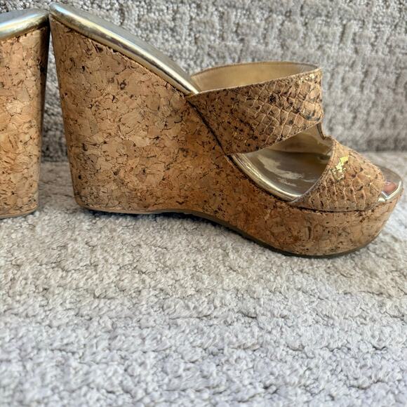 Jimmy Choo Porter Cork Wedge Sandals Size 35 (Women’s US 5) - Picture 8 of 12